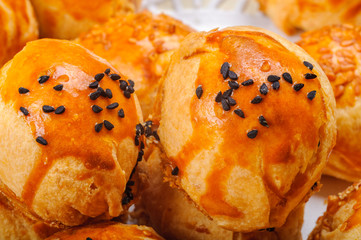 Piecrust savory pastry Turkish pogaca with sesame on top