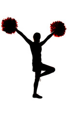 Young girl cheerleader silhouette with hands in the air
