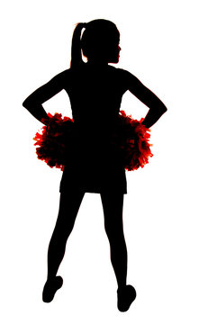 Young Girl Cheerleader Silhouette With Hands On Hips