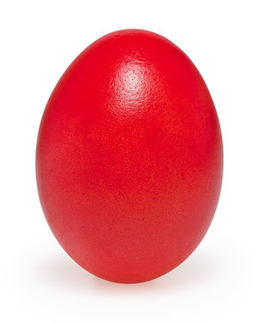 Red easter egg isolated on white background with clipping path