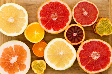 Colorful festive assortment of citrus fruit