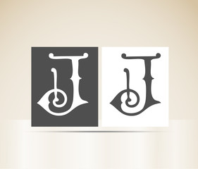 Vector letter J art deco alphabet