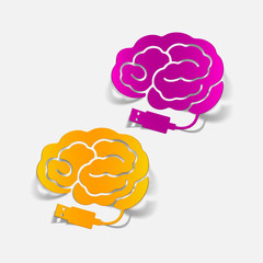 realistic design element: brain-usb, plug