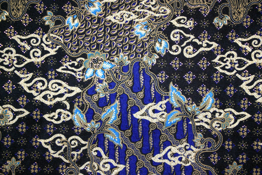 Fabric with floral batik pattern