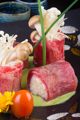 japanese cuisine. sushi on the background