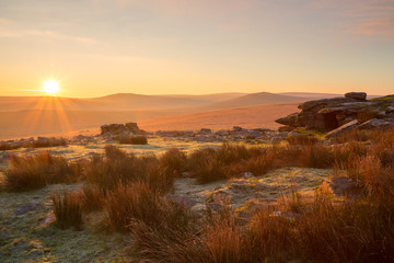 Sunrise Rowtor Dartmoor Devon Uk