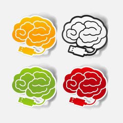 realistic design element: brain-usb, plug