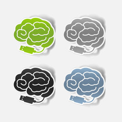 realistic design element: brain-usb, plug