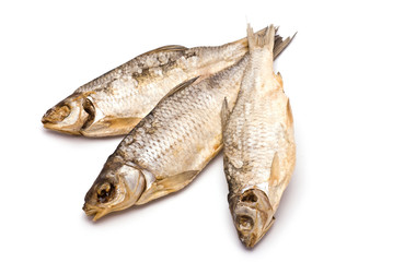 Three Dried Fishes isolated on white