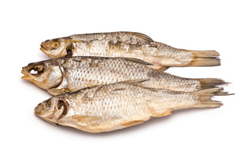 Three Dried Fishes isolated on white