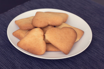 Heart-shapped cookies on a plate