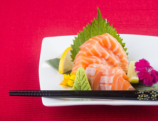japanese cuisine. sashimi on the background