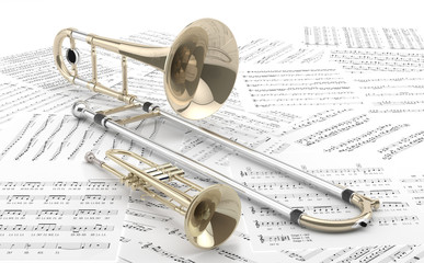 Trombón y Trompeta sobre partituras 2