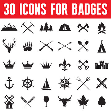 30 Icons for Badges and Design Works