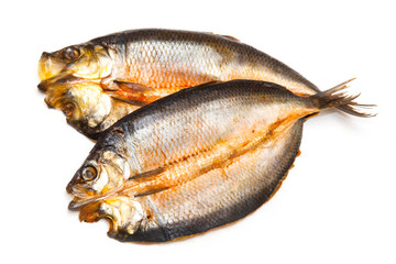 Kippers isolated on a white studio background.