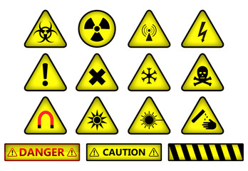 Set of caution signs