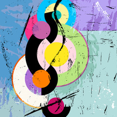 abstract circle background, retro/vintage style with paint strok