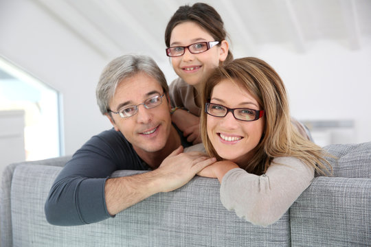 Portrait Of Happy Family Wearing Eyeglasses