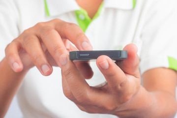 Man using smart phone