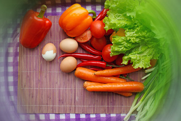 Carrots, eggs and other vegetables