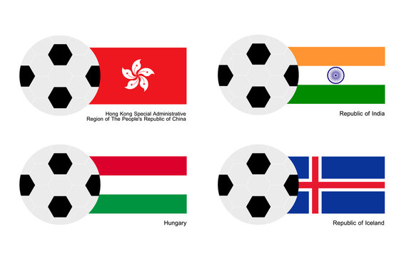 Soccer Ball with Hong Kong, India, Hungary and Iceland  Flag