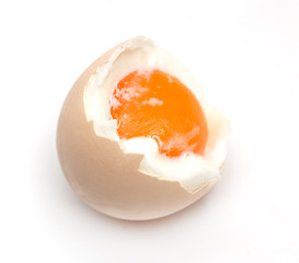 egg with yolk on white background