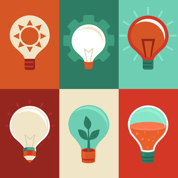 Idea and innovation concepts - flat light bulbs