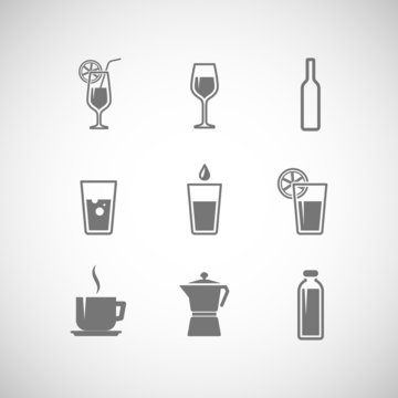 set of vector icons with beverages