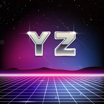 80s Retro Sci-Fi Font from Y to Z