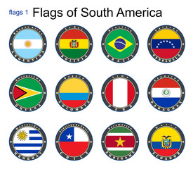 World flags. South America. Vector.