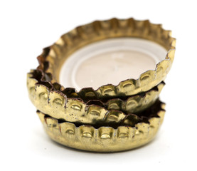 bottle cap with a beer. macro