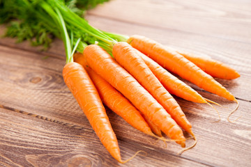 Carrot on a wooden table