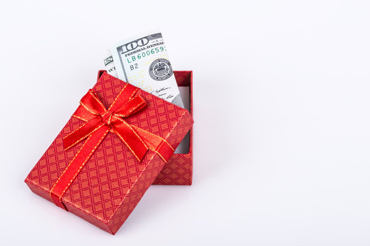 dollar in gift box