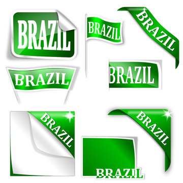 Set of labels with the word "Brazil" - vector