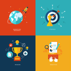 Set of flat design concept icons for business