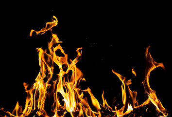 flame fire on black background