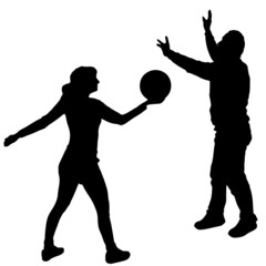 Vector silhouettes volleyball.