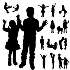 Vector silhouette of children.