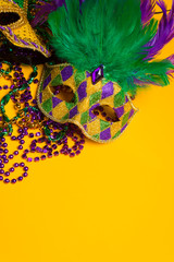 Colorful group of Mardi Gras or venetian masks or costumes