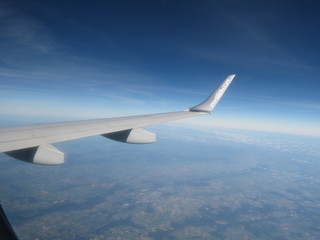 aircraft wing while flying