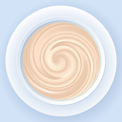 Vector background of gently pink cream in white jar