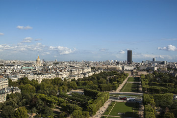 Aerial View on Champ de Mars from the Eiffel Tower