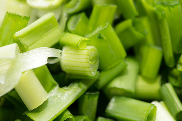 background of chopped green onions. macro