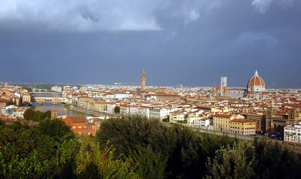 Aerial View From Michelangelo Square On Florence City, Italy