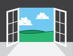 Open window or door leading to outside