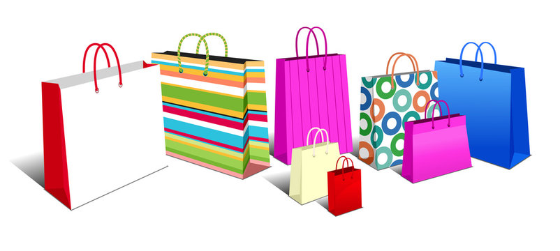 Shopping Bags, Carrier Bags Icons Symbols