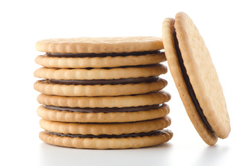 Sandwich biscuits with chocolate filling
