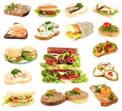 Tasty sandwiches isolated on white
