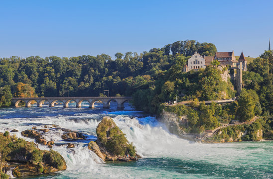 Fototapeta Rhine Falls and castle Laufen