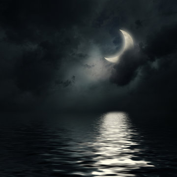 Starry night sky background in dark blue colors